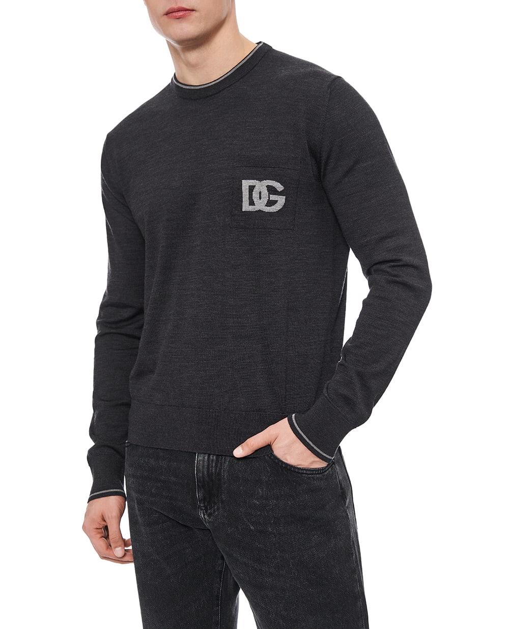 Свитшот из шерсти Dolce&Gabbana GXX28T-JDVCT, серый цвет • Купить в интернет-магазине Kameron