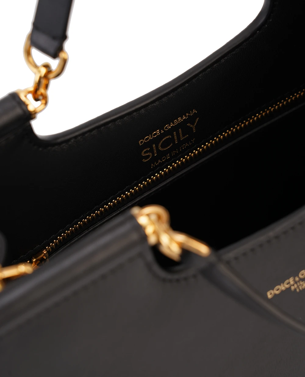 Кожаная сумка Sicily Small Dolce&Gabbana BB7728-B7321, черный цвет • Купить в интернет-магазине Kameron