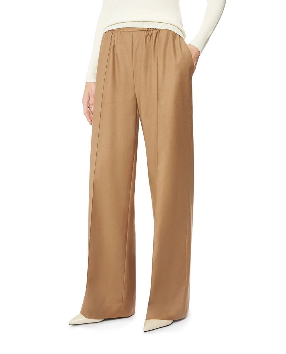 Штани з вовни Yves Salomon 26WYP040XXWO2W, бежевий колір • Купити в інтернет-магазині Kameron