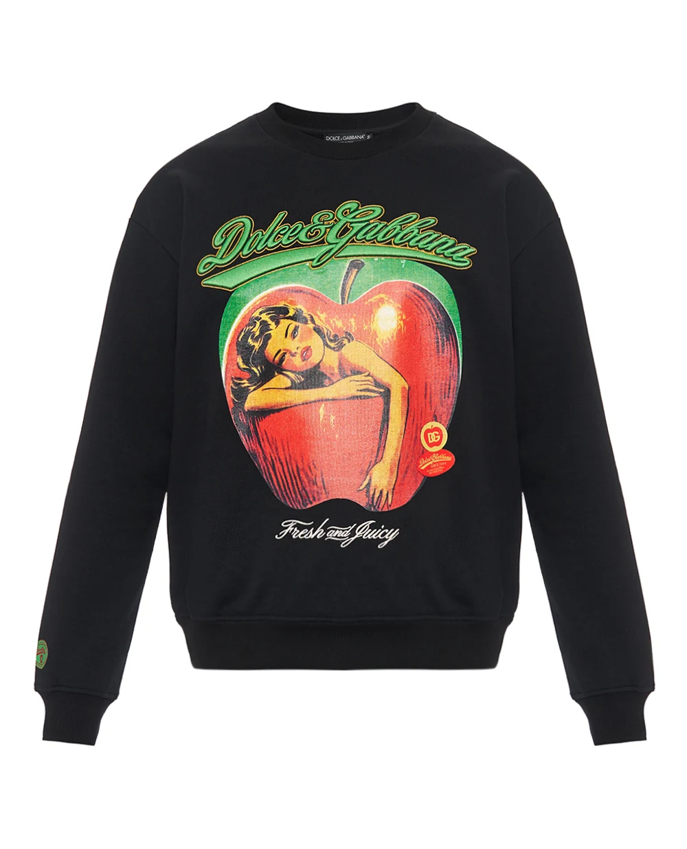Свитшот с принтом и вышивкой Dolce&Gabbana G9AHSZ-G7PHG, черный цвет • Купить в интернет-магазине Kameron