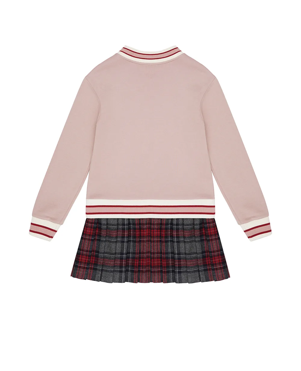 Дитяча сукня з футера в клітину таран Dolce&Gabbana Kids L5JDAK-G7PHB-S, рожевий колір • Купити в інтернет-магазині Kameron