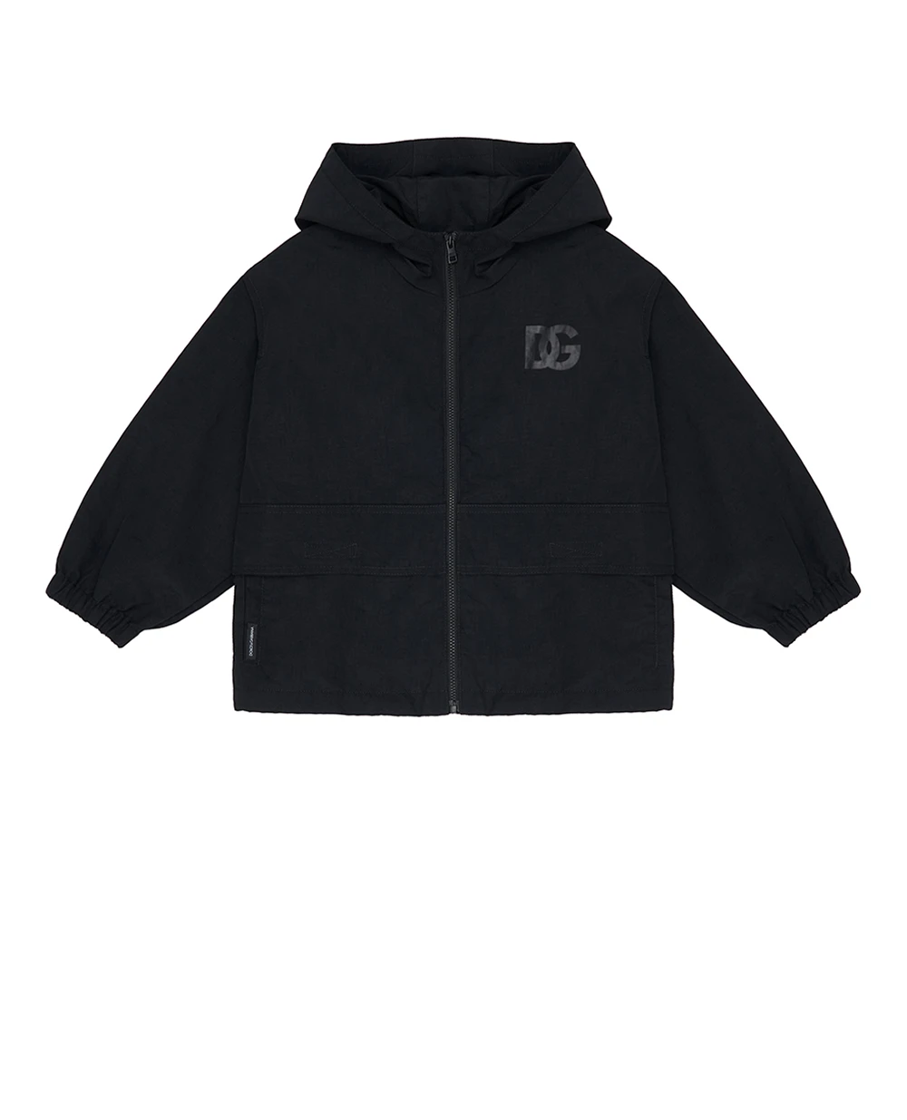 Дитяча ветровка з нейлону з капюшоном Dolce&Gabbana Kids L4JB8B-G7PVJ-S, чорний колір • Купити в інтернет-магазині Kameron