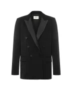 Saint Laurent Двубортный жакет с атласными лацканами - Артикул: 837658-Y7E63