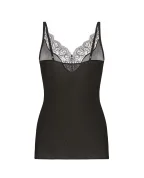 Saint Laurent Майка из шелка с кружевной отделкой - Артикул: 796843-Y37SM