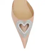 Mach&Mach Туфлі TRIPLE HEART із лакованої телячої шкіри з кристалами - Артикул: R26-S1082-65-PAT-NUD