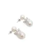Completedworks Серьги из переработанного серебра с жемчугом и цирконием - Артикул: P217
