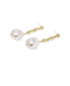 Completedworks Серьги из переработанного золота с жемчугом и цирконием - Артикул: P169