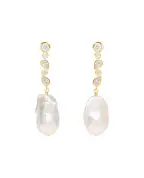 Completedworks Сережки з переробленого золота з перлами і цирконієм - Артикул: P169