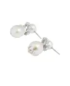 Completedworks Серьги из переработанного серебра с жемчугом и цирконием - Артикул: P217