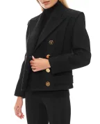 Balmain Двобортне вкорочене пальто із вовни - Артикул: FF1UA095WD10