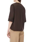 Yves Salomon Блузка с кожаными деталями - Артикул: 26EYH03860COAP