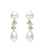 Completedworks Сережки з переробленого золота з перлами і цирконієм - Артикул: P198