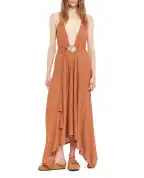 Alanui Сукня з льону з черепашкою - Артикул: LWHI048R26KNI0017373