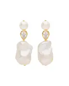 Completedworks Сережки з переробленого золота з перлами і цирконієм - Артикул: P56