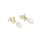 Completedworks Серьги из переработанного золота с жемчугом и цирконием - Артикул: P98