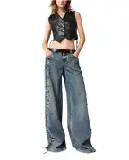 Stella McCartney Джинсы широкие на шнуровке - Артикул: 6D04563SQH47