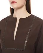 Yves Salomon Блузка с кожаными деталями - Артикул: 26EYH03860COAP