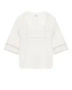 Yves Salomon Блузка с кожаными деталями - Артикул: 26EYH03860COAP