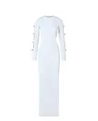 Mach&Mach Платье макси с вырезом и бантами из кристаллов - Артикул: PF25-KD101-KNT-SLV