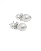 Completedworks Серьги из переработанного серебра с жемчугом и цирконием - Артикул: P217