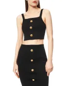 Balmain Вязаный топ-бралетт с пуговицами - Артикул: GF1AA415KJ43