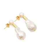 Completedworks Сережки з переробленого золота з перлами і цирконієм - Артикул: P56