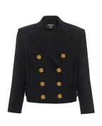 Balmain Двобортне вкорочене пальто із вовни - Артикул: FF1UA095WD10