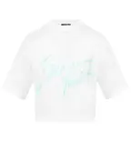 Balmain Футболка укороченная с логотипом - Артикул: GF1EE145BD41