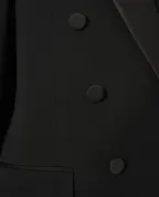 Saint Laurent Двубортный жакет с атласными лацканами - Артикул: 837658-Y7E63