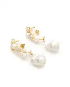 Completedworks Сережки із золота з перлами та білим топазом - Артикул: P63