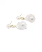 Completedworks Серьги из переработанного золота с жемчугом и цирконием - Артикул: P56