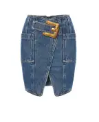 Balmain Коротка спідниця джинсова з поясом - Артикул: GF1LBB28DG08