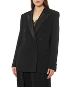 Saint Laurent Двубортный жакет с атласными лацканами - Артикул: 837658-Y7E63