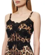 Dolce&Gabbana Сукня з атласу з леопардовим принтом - Артикул: F6A5DT-FSAXY