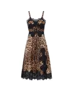 Dolce&Gabbana Сукня з атласу з леопардовим принтом - Артикул: F6A5DT-FSAXY