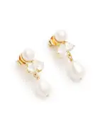 Completedworks Сережки з переробленого золота з перлами і цирконієм - Артикул: P98