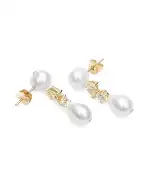Completedworks Сережки з переробленого золота з перлами і цирконієм - Артикул: P198