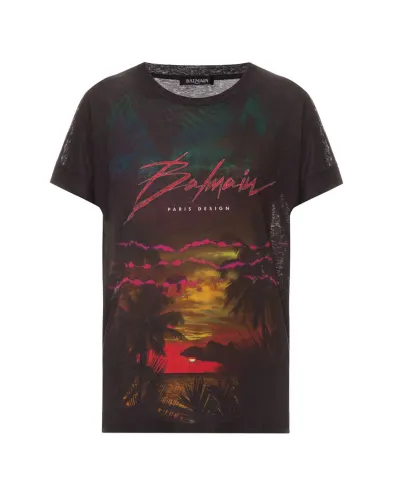 Balmain Льняная футболка - Артикул: RF11122I061