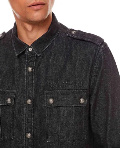 Balmain Джинсовая рубашка - Артикул: WH1HC030146D