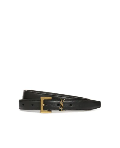 Saint Laurent Кожаный ремень Monogram narrow - Артикул: 554465-BOO0W