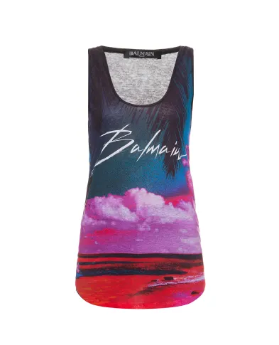 Balmain Льняная майка - Артикул: RF11130I073