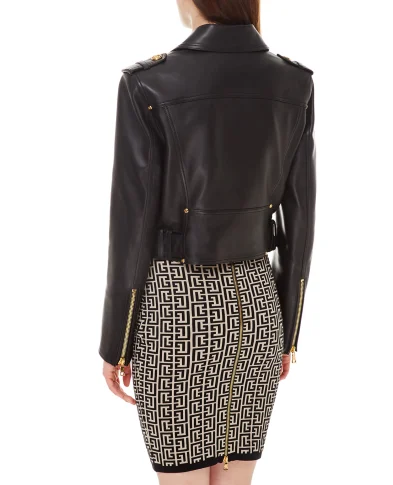 Balmain Кожаная косуха - Артикул: XF1TD055LB24