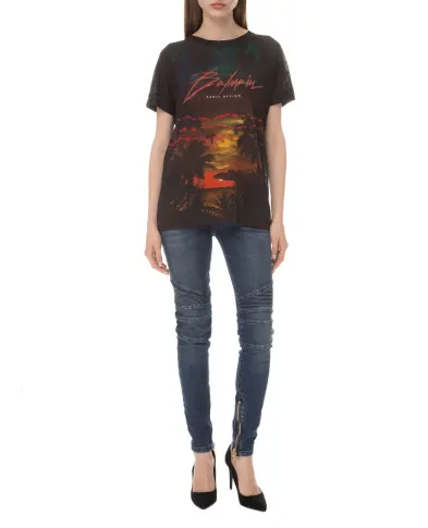 Balmain Льняная футболка - Артикул: RF11122I061