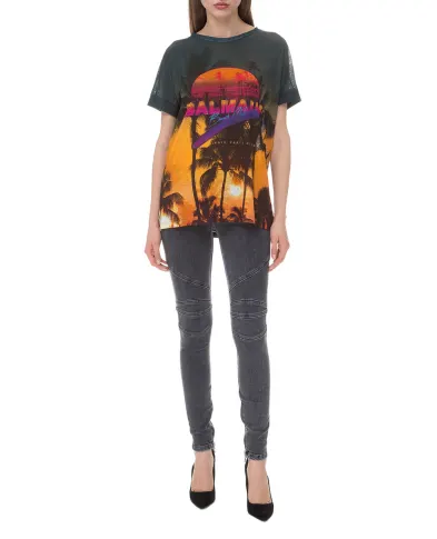 Balmain Льняная футболка - Артикул: RF11126I071