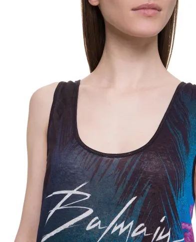 Balmain Льняная майка - Артикул: RF11130I073