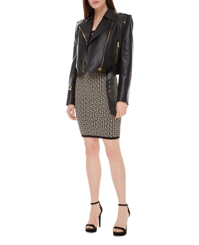 Balmain Кожаная косуха - Артикул: XF1TD055LB24