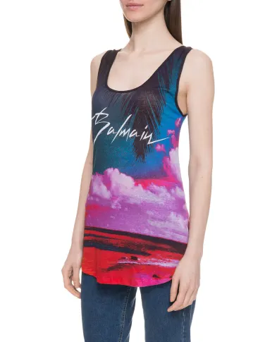 Balmain Льняная майка - Артикул: RF11130I073