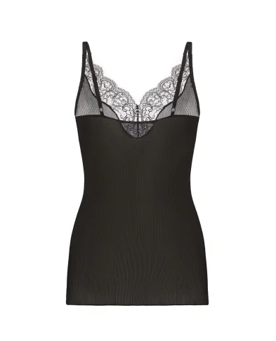 Saint Laurent Майка из шелка с кружевной отделкой - Артикул: 796843-Y37SM