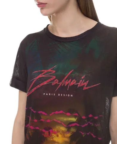 Balmain Льняная футболка - Артикул: RF11122I061