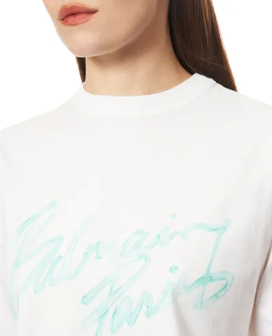 Balmain Футболка укороченная с логотипом - Артикул: GF1EE145BD41